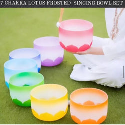 7 CHAKRA FROSTED QUARTZ SINGING BOWL
LOTUS DESIGN SET