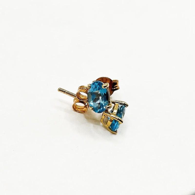 Blue Topaz Earrings in 10k Gold