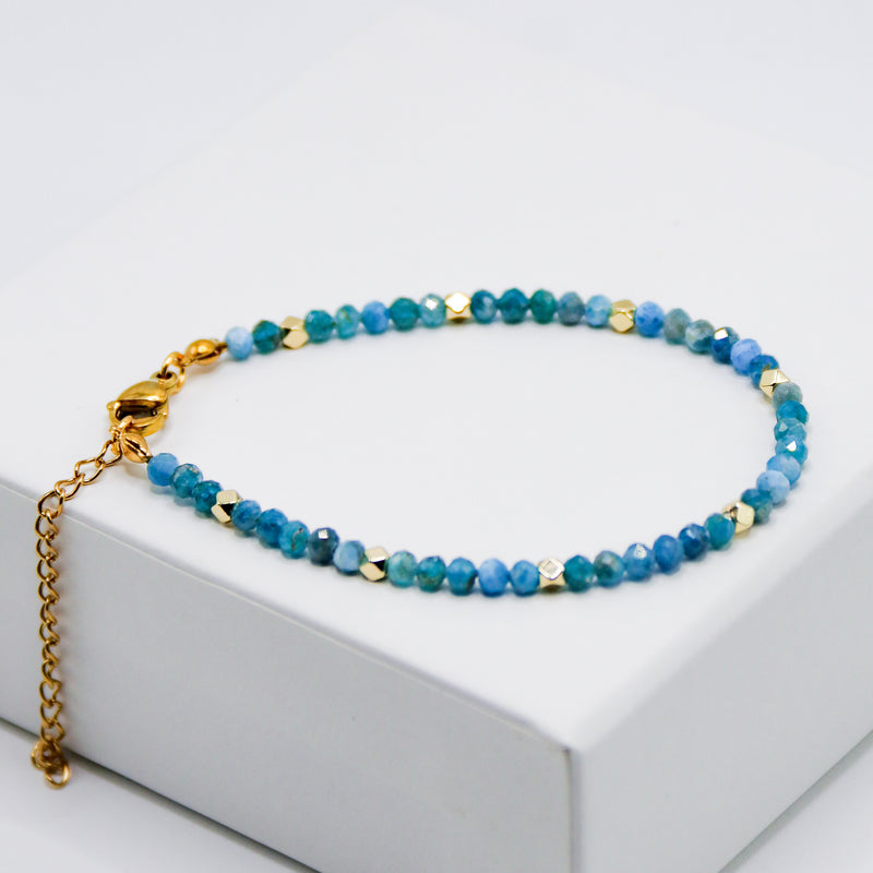 Blue Apatite 4mm Faceted Bracelet