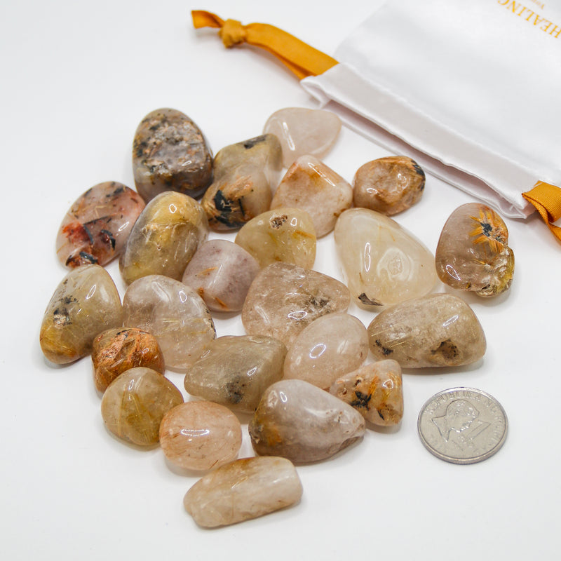 Golden Rutilated Quartz Tumbled Stones