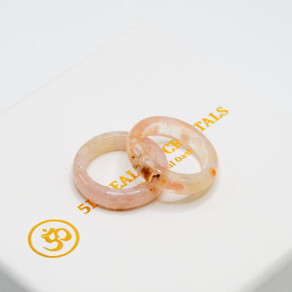 Sakura Agate Bangle Ring (Size 8)