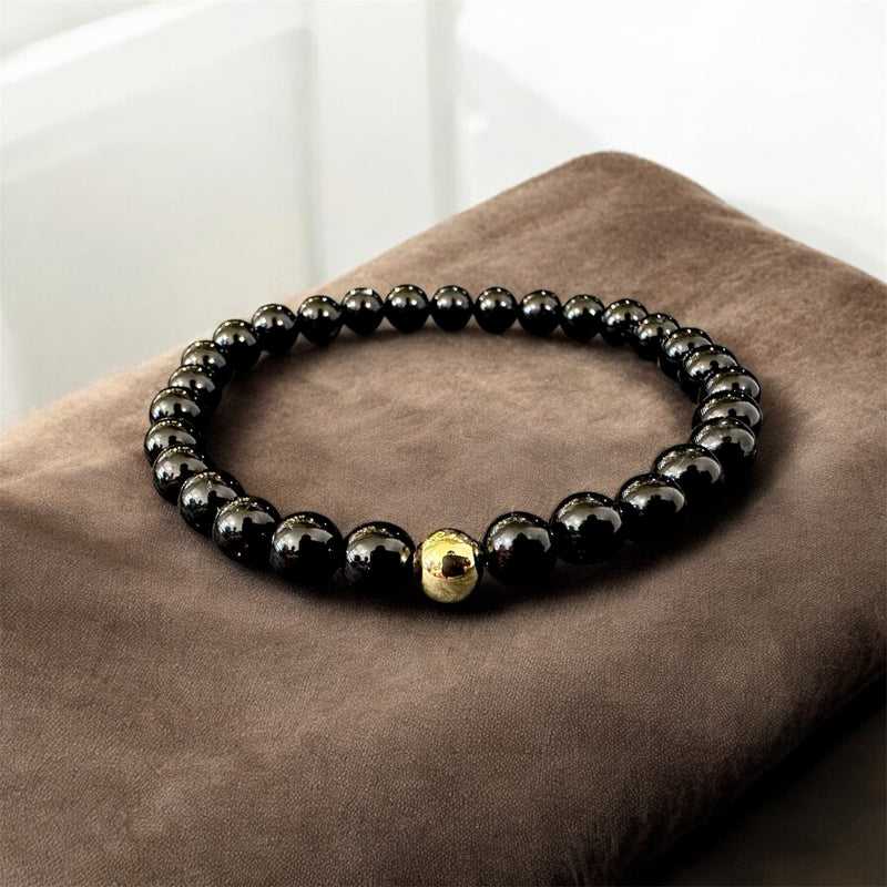 5D 18k Gold Plated bead in Genuine Natural Healing, Protection, Wealth, Love, Career & Success Stone Bracelet 6mm