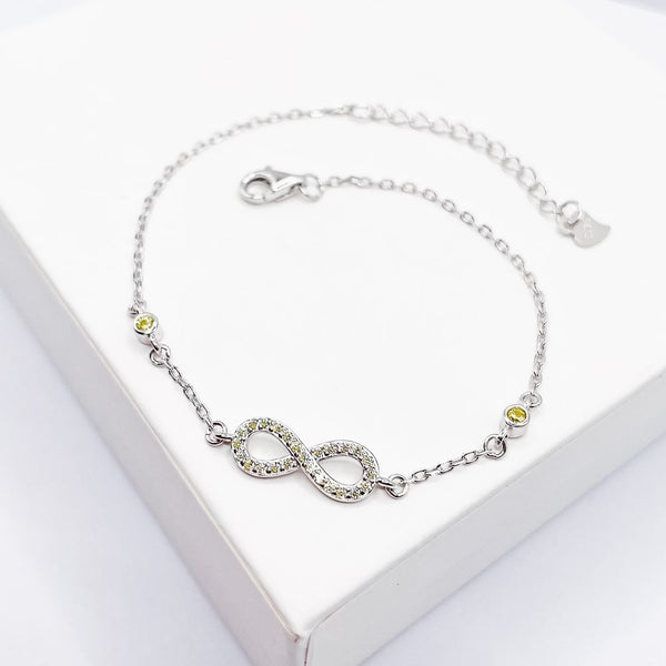 Yellow Zircon Infinity Dainty Bracelet