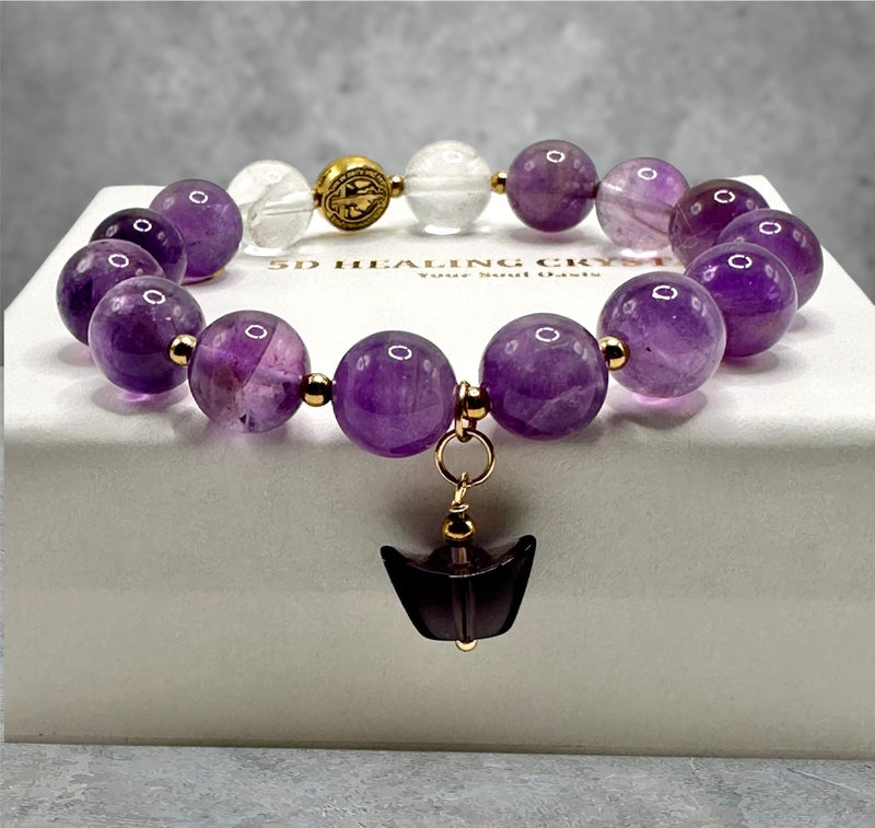 5D Purple Flame Charm - Amethyst Healing Bracelet