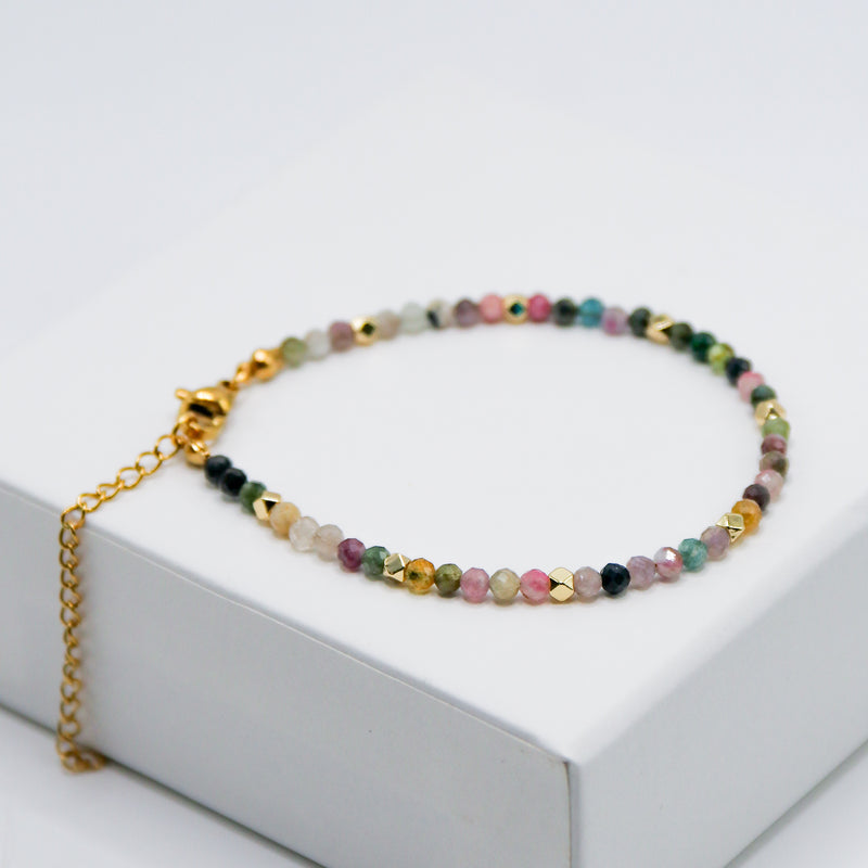 Multicolored Tourmaline 4mm Faceted Bracelet