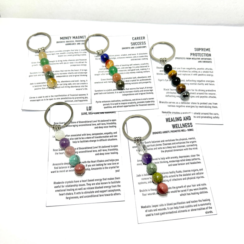 Authentic Natural Healing, Protection, Wealth, Love, Career & Success Gemstones Keychain