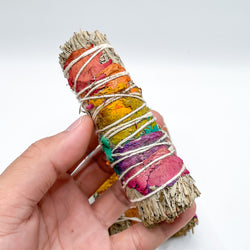 Blue Sage with 7 Chakra Rose Petals