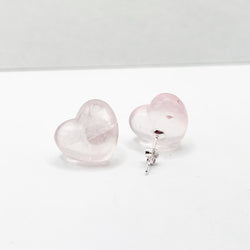 Rose Quartz Heart Stud Earrings