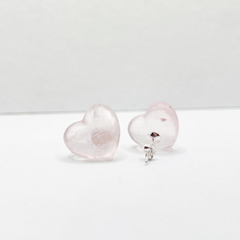 Rose Quartz Heart Stud Earrings