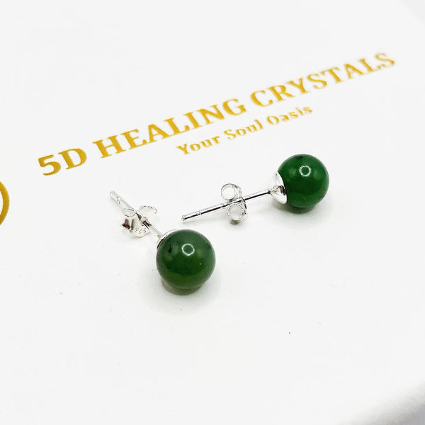 Green Jade Stud Earrings