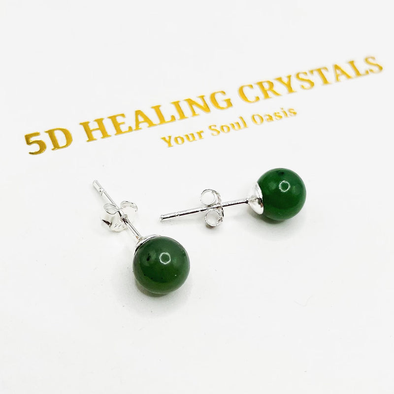 Green Jade Stud Earrings