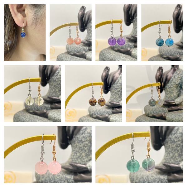 Authentic Natural Healing, Protection, Wealth, Love, Career & Success Stone Earrings