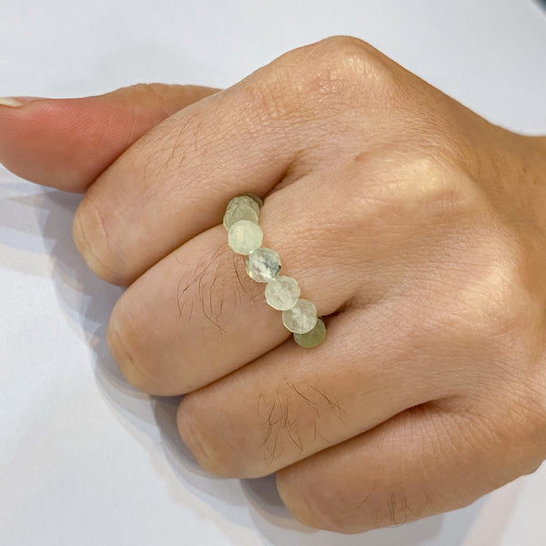 Prehnite 4mm Faceted Ring