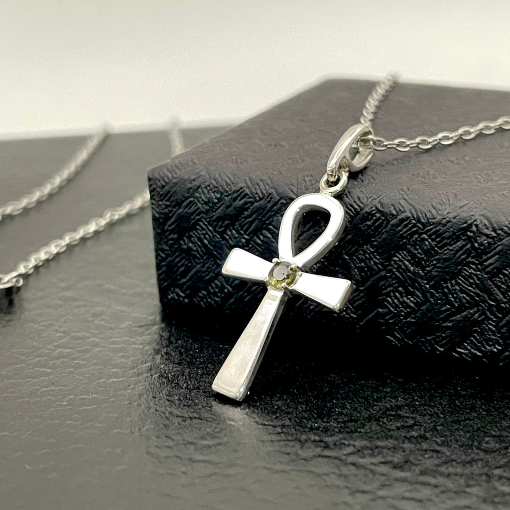 Faceted Moldavite Cross Pendant