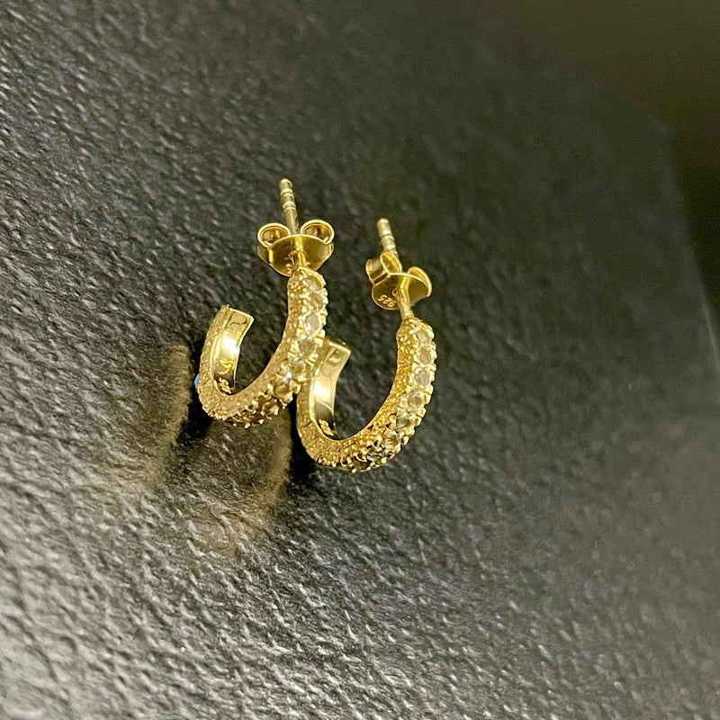 Moldavite Earrings 18k Gold Vermeil
