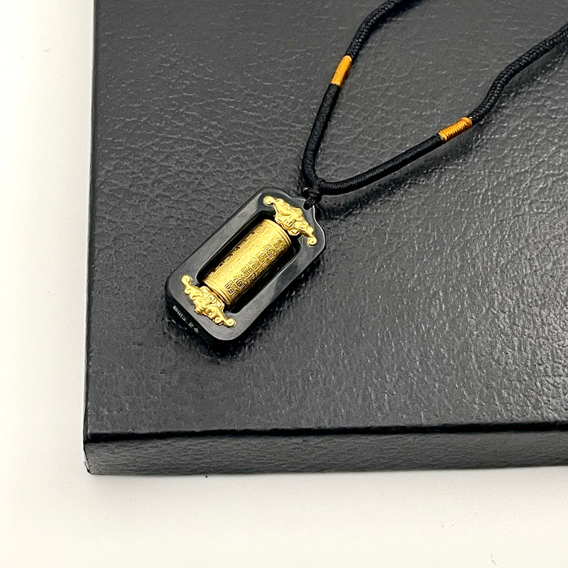 Black Jade Hundred Blessings Rotating Pendant