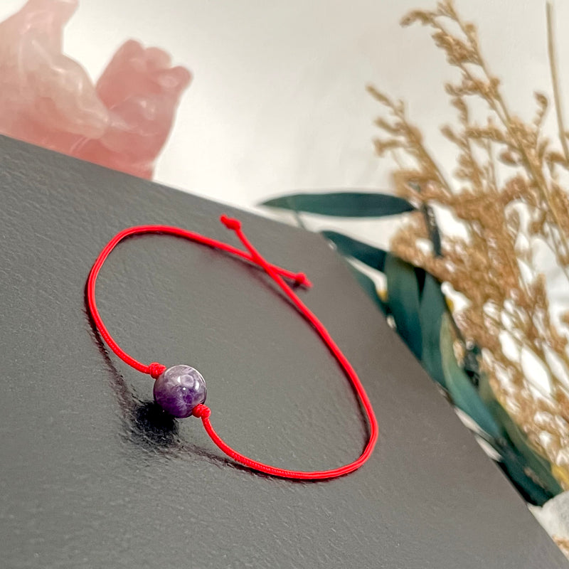 Dainty Red String with Authentic Natural Healing, Protection, Wealth, Love, Career & Success Stone