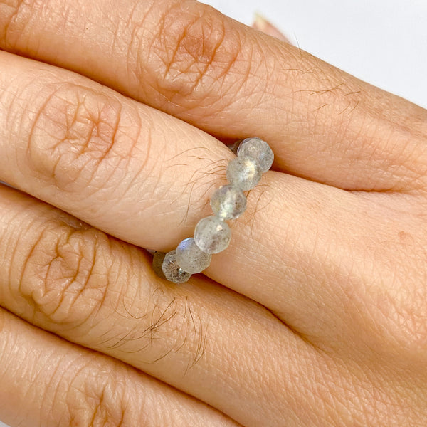Labradorite 4mm Faceted Ring