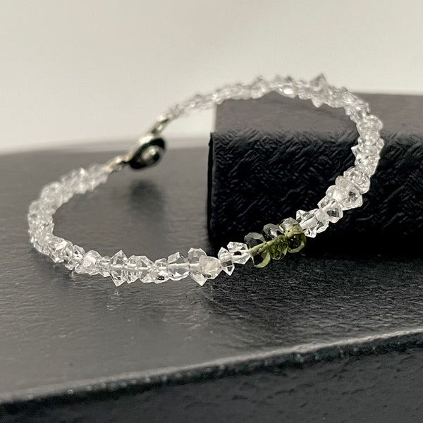 Divine Fusion: Moldavite and Herkimer Diamond Energy Bracelet