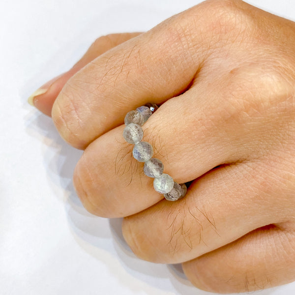 Labradorite 4mm Faceted Ring