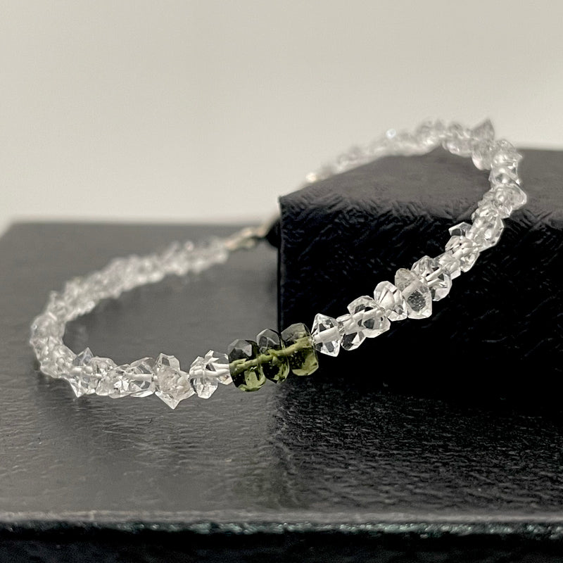 Divine Fusion: Moldavite and Herkimer Diamond Energy Bracelet