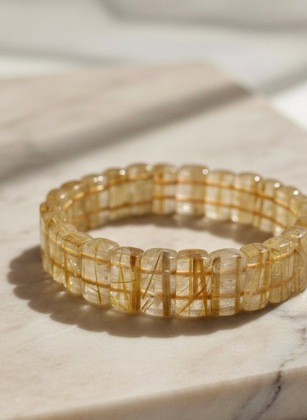 High Quality Soft Bangle Golden Rutilated Quartz