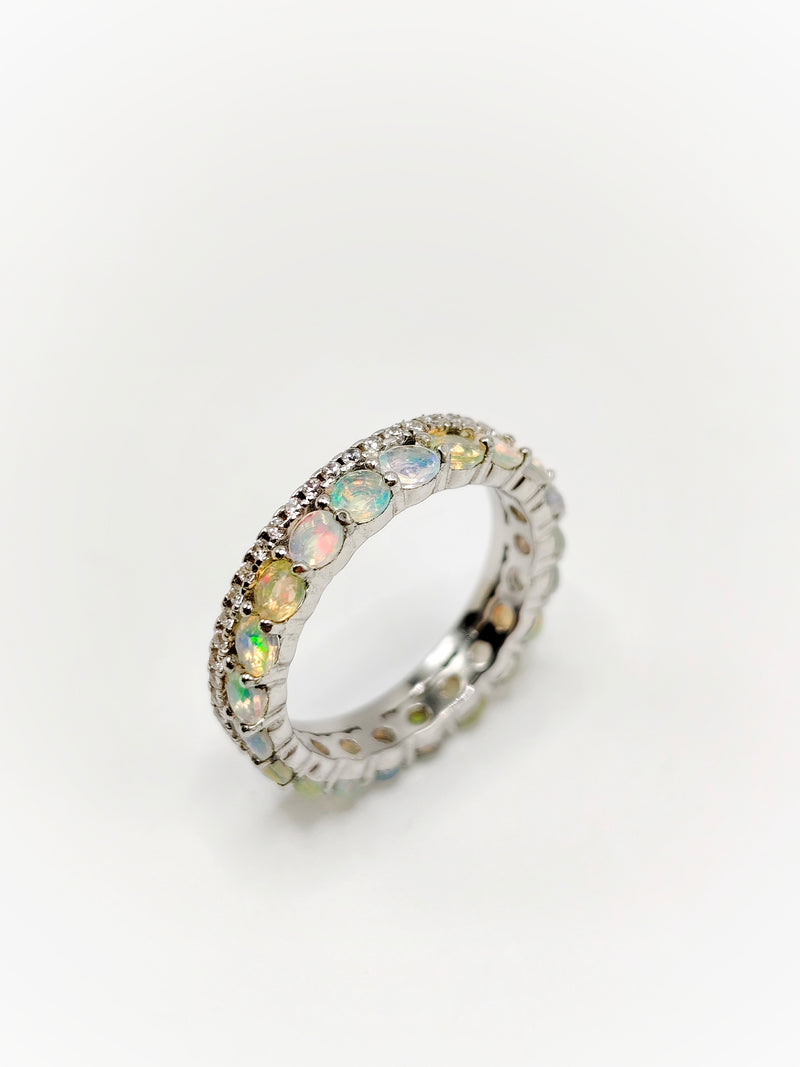 Ethiopian Opal Eternity Ring (Size 7)