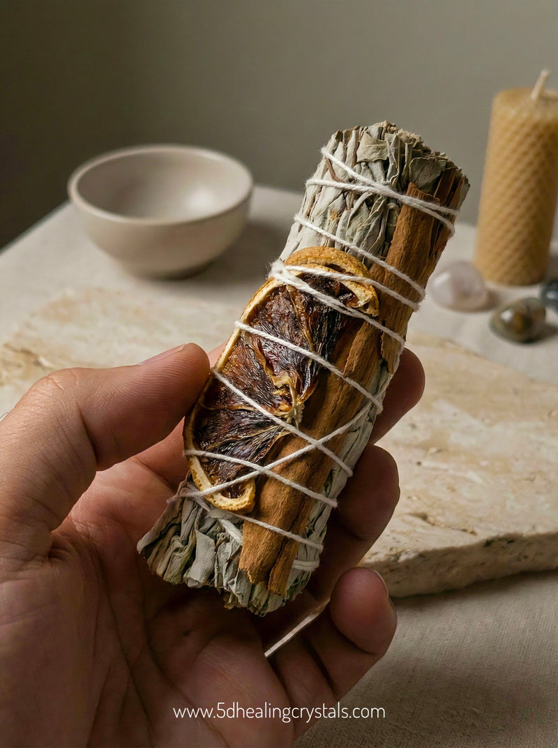 White Sage with Lemon and Cinnamon Smudge Stick