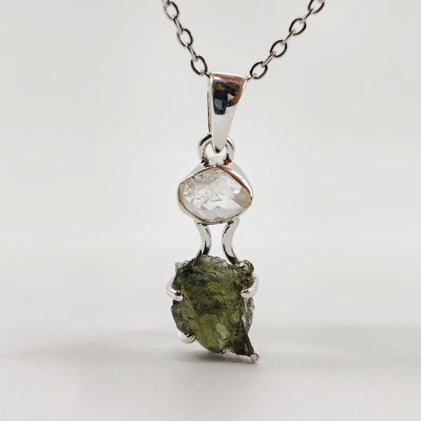 Cosmic Duo Pendant (Herkimer Diamond Quartz x Moldavite)