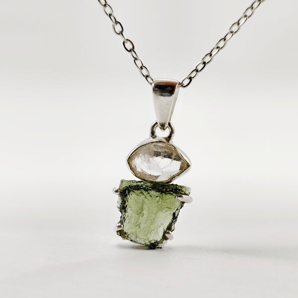 Cosmic Duo Pendant (Herkimer Diamond Quartz x Moldavite)