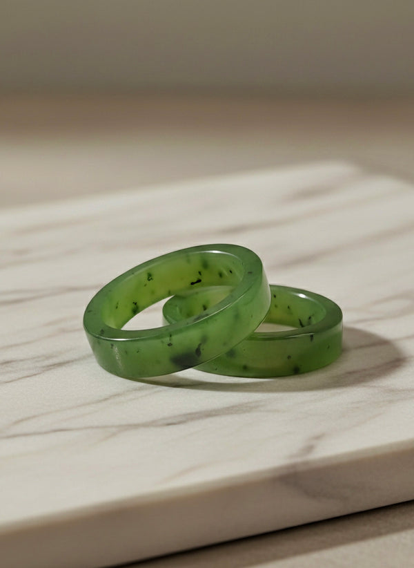 High Quality New Zealand Jade Bangle Ring (Flat Style)
