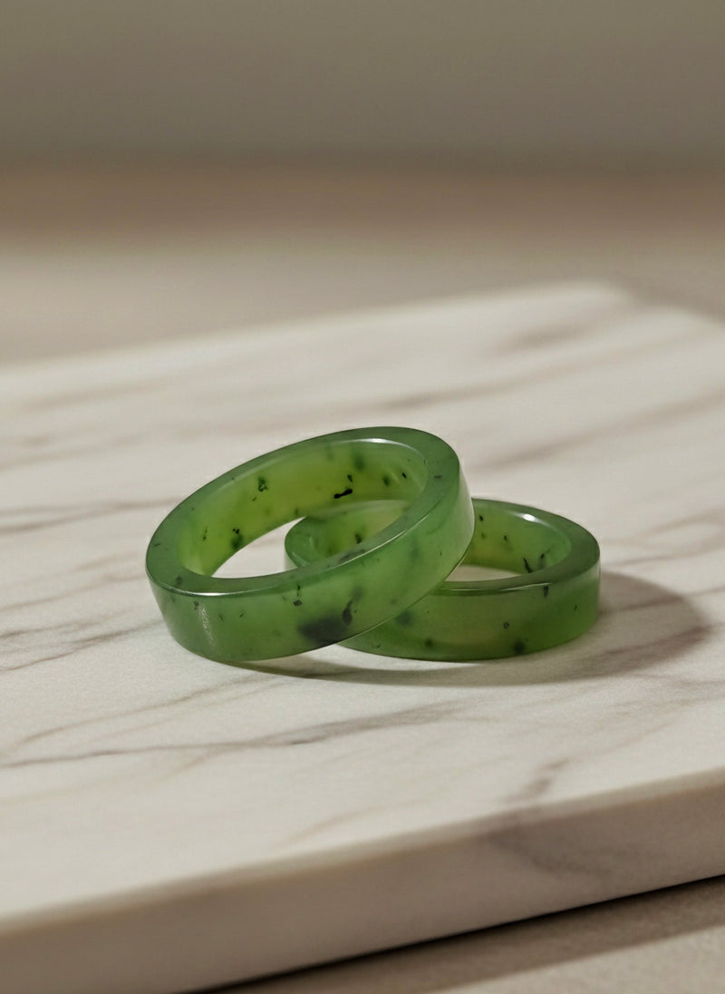 High Quality New Zealand Jade Bangle Ring (Flat Style)