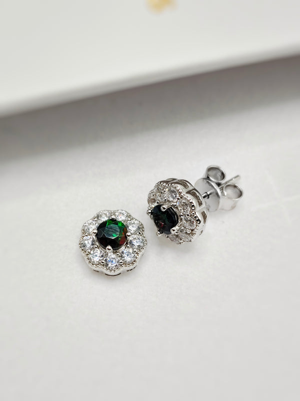 Black Opal Stud Earrings
