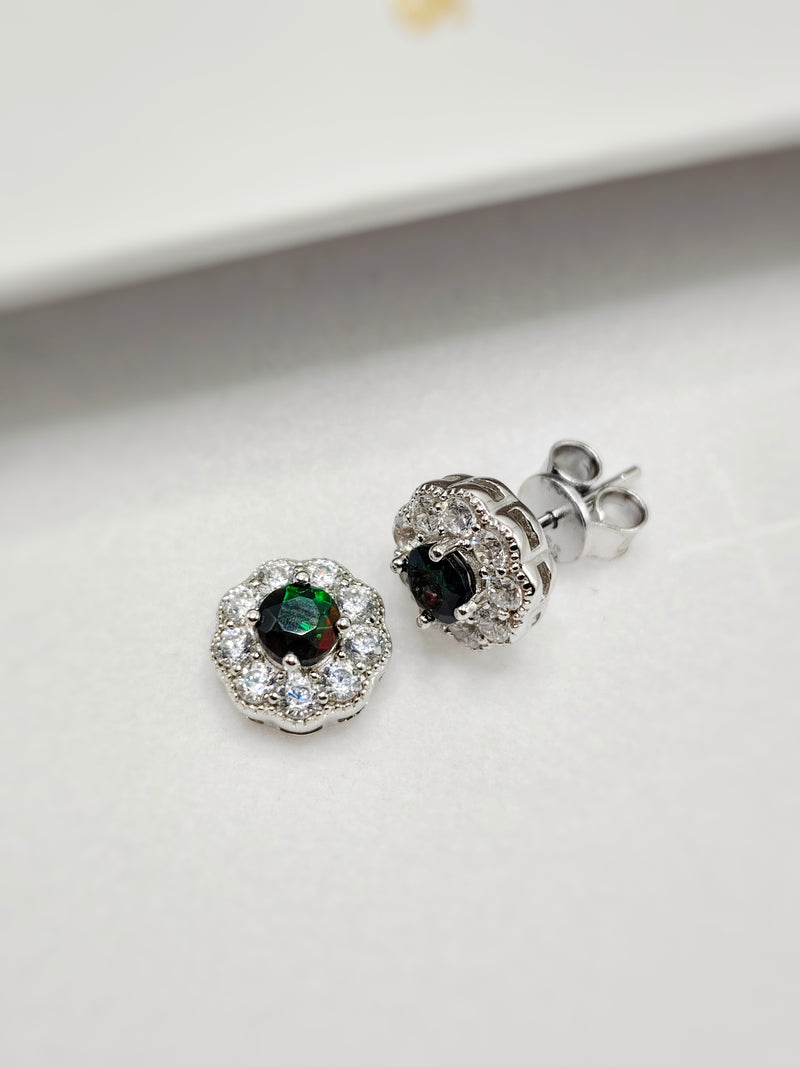 Black Opal Stud Earrings