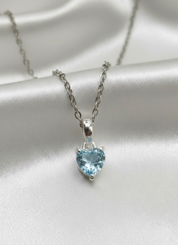 Blue Topaz Heart Pendant