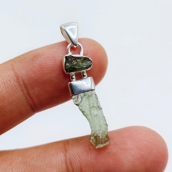 Green Tourmaline x Moldavite Pendant