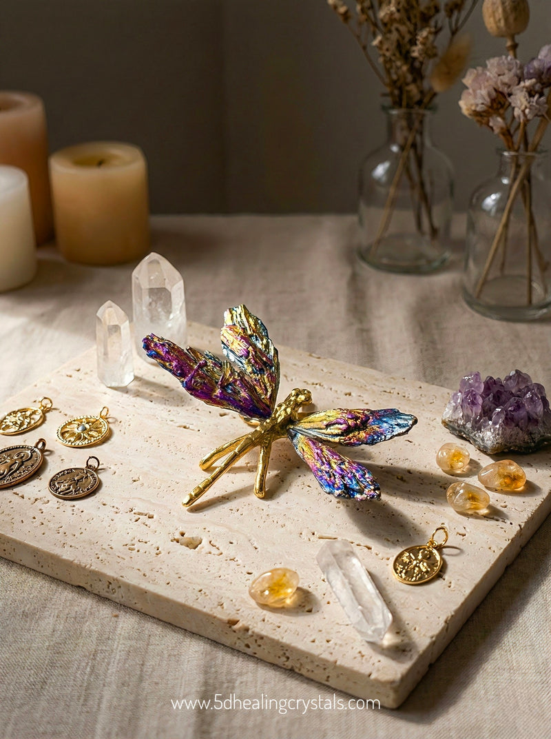 Peacock Kyanite Dragon Fly Ornament