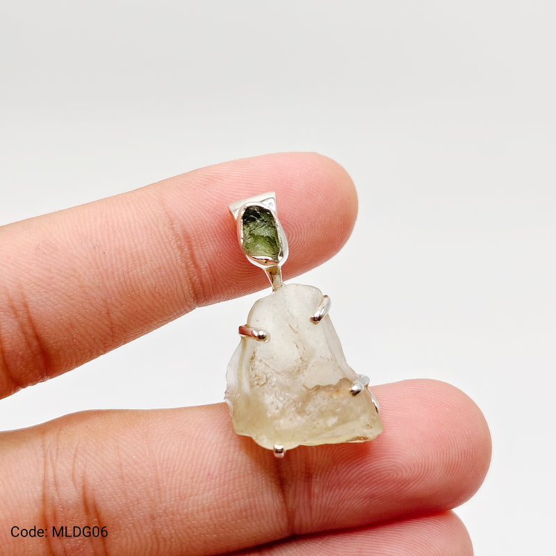 Moldavite x Libyan Desert Glass Tektite Pendants