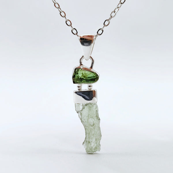 Green Tourmaline x Moldavite Pendant