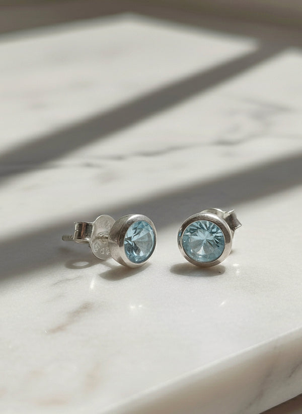 Blue Topaz Stud Earrings