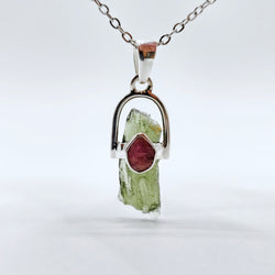 Pink Tourmaline x Moldavite Pendant