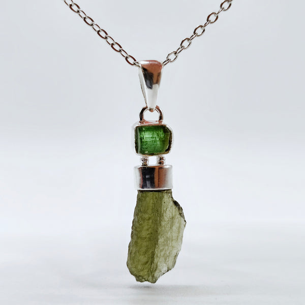 Green Tourmaline x Moldavite Pendant