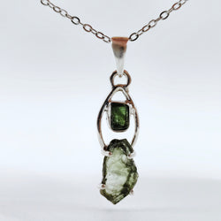 Green Tourmaline x Moldavite Pendant
