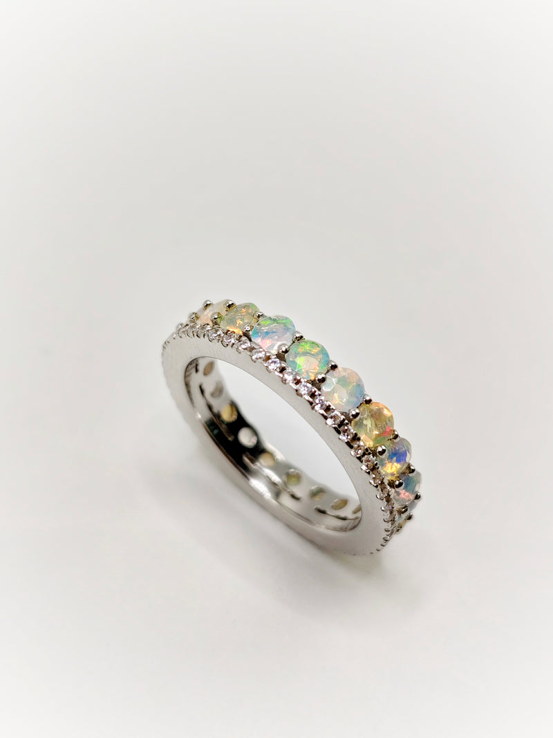 Ethiopian Opal Eternity Ring (Size 7)