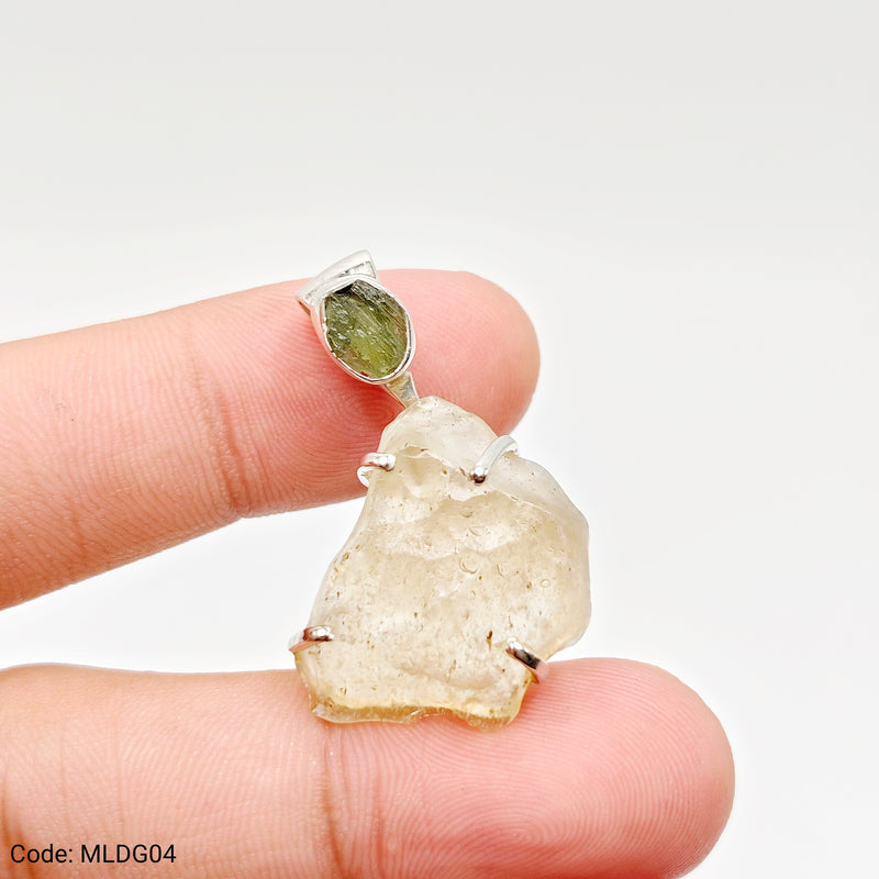 Moldavite x Libyan Desert Glass Tektite Pendants