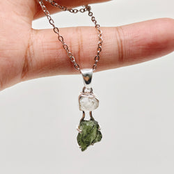 Cosmic Duo Pendant (Herkimer Diamond Quartz x Moldavite)