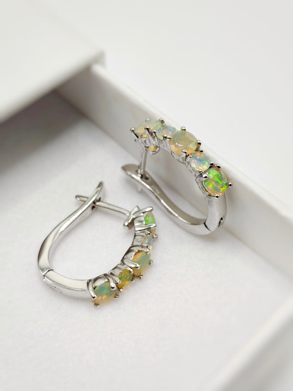 Ethiopian Opal English Lock Earrings