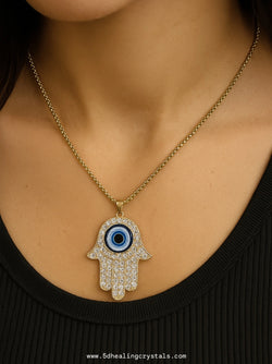Hamsa Hand with Evil Eye Pendant