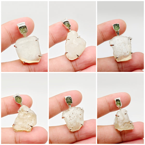 Moldavite x Libyan Desert Glass Tektite Pendants