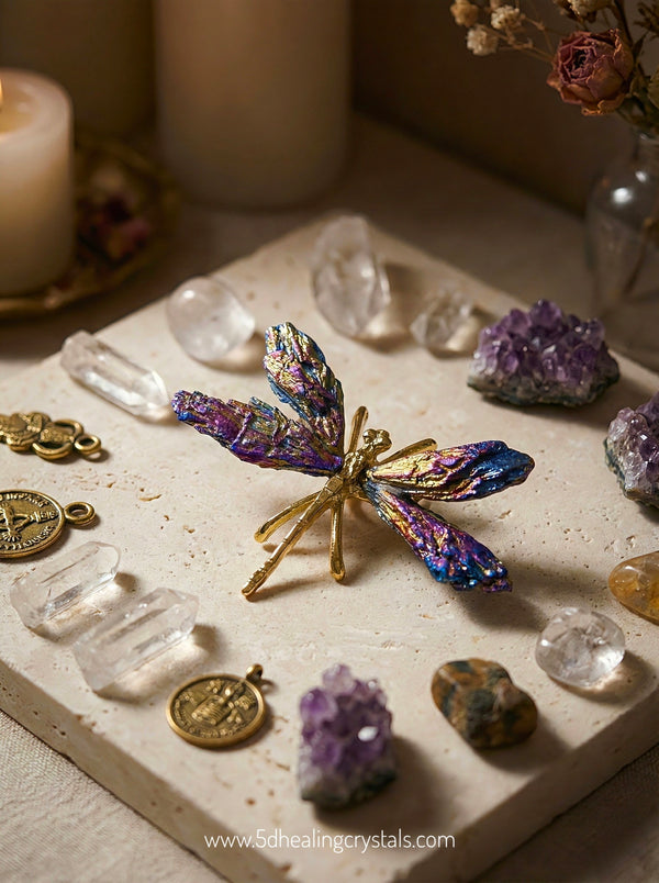 Peacock Kyanite Dragon Fly Ornament